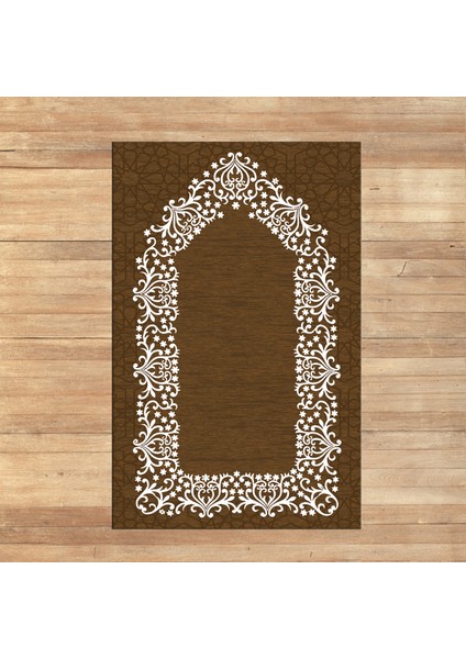 Dijital Baskılı Yıkanabilir Hediyelik Namazlık Seccade Halı, V-Seccade-12-Kahverengi,