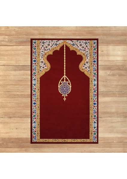Dijital Baskılı Yıkanabilir Hediyelik Namazlık Seccade Halı, V-Seccade-18-Kırmızı,