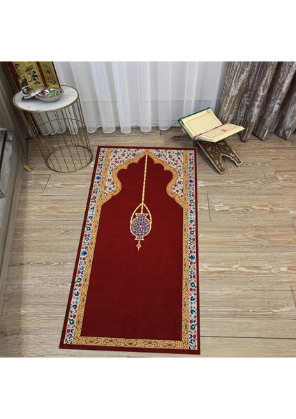 Dijital Baskılı Yıkanabilir Hediyelik Namazlık Seccade Halı, V-Seccade-18-Kırmızı, fiyatları