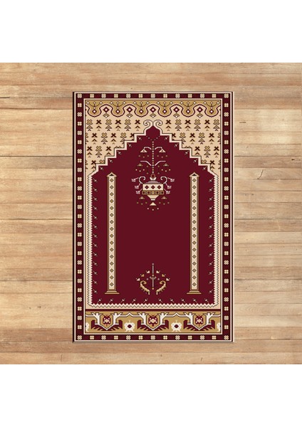 Dijital Baskılı Yıkanabilir Hediyelik Namazlık Seccade Halı, V-Seccade-31-Bordo, fiyatları