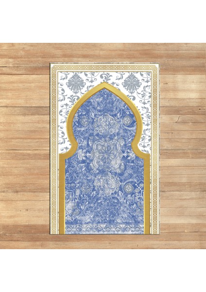Dijital Baskılı Yıkanabilir Hediyelik Namazlık Seccade Halı, V-Seccade-26-Mavi,