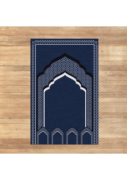 Dijital Baskılı Yıkanabilir Hediyelik Namazlık Seccade Halı, V-Seccade-02-Mavi,