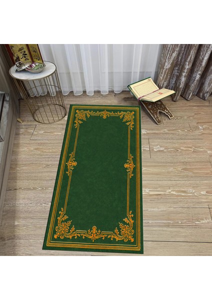 Dijital Baskılı Yıkanabilir Hediyelik Namazlık Seccade Halı, V-Seccade-23-Yeşil,
