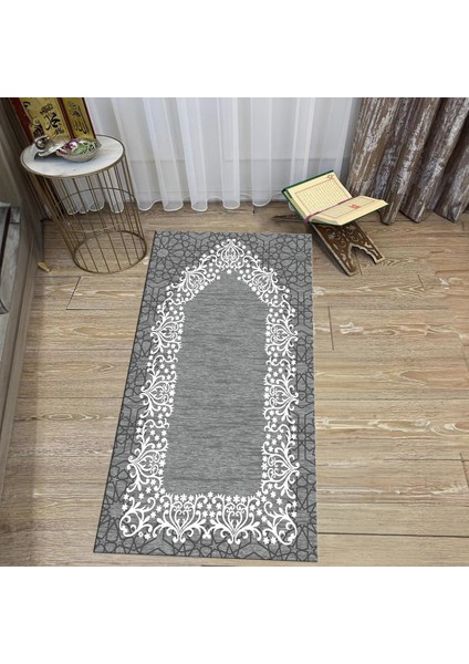 Dijital Baskılı Yıkanabilir Hediyelik Namazlık Seccade Halı, V-Seccade-12-Gri, fiyatları