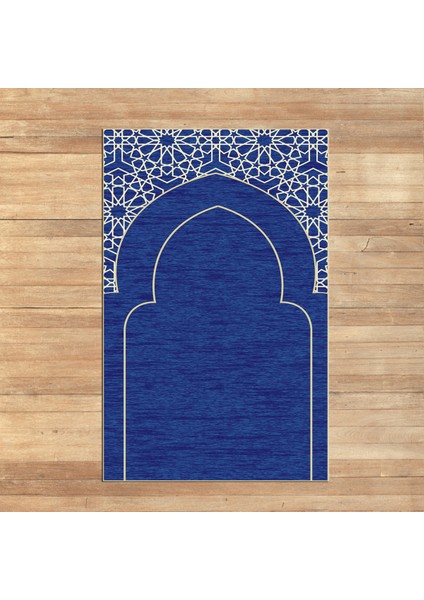 Dijital Baskılı Yıkanabilir Hediyelik Namazlık Seccade Halı, V-Seccade-15-Mavi,