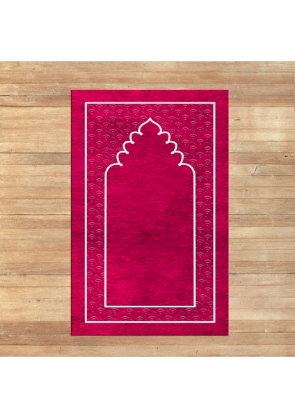 Dijital Baskılı Yıkanabilir Hediyelik Namazlık Seccade Halı, V-Seccade-11-Pembe,