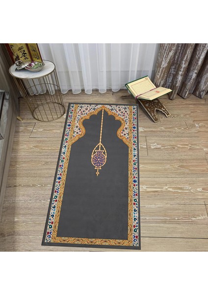 Dijital Baskılı Yıkanabilir Hediyelik Namazlık Seccade Halı, V-Seccade-18-Gri, fiyatları
