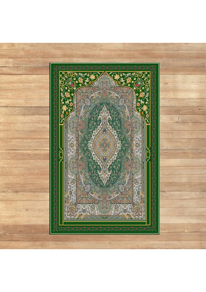 Dijital Baskılı Yıkanabilir Hediyelik Namazlık Seccade Halı, V-Seccade-32-Yeşil,