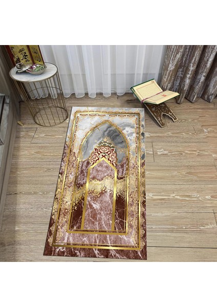 Dijital Baskılı Yıkanabilir Hediyelik Namazlık Seccade Halı, V-Seccade-36-Kırmızı,