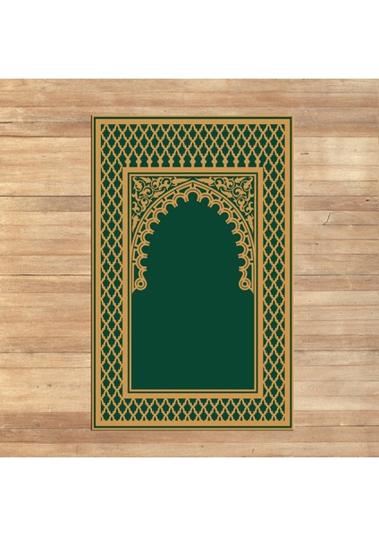 Dijital Baskılı Yıkanabilir Hediyelik Namazlık Seccade Halı, V-Seccade-07-Yeşil,