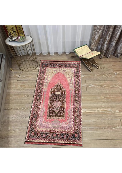 Dijital Baskılı Yıkanabilir Hediyelik Namazlık Seccade Halı, V-Seccade-33-Kırmızı,
