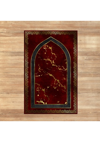 Dijital Baskılı Yıkanabilir Hediyelik Namazlık Seccade Halı, V-Seccade-03-Kırmızı,