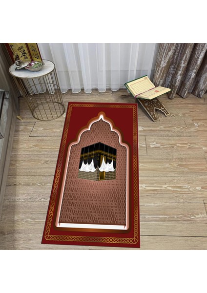 Dijital Baskılı Yıkanabilir Hediyelik Namazlık Seccade Halı, V-Seccade-04-Kırmızı, fiyatları
