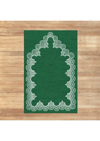 Dijital Baskılı Yıkanabilir Hediyelik Namazlık Seccade Halı, V-Seccade-14-Yeşil,