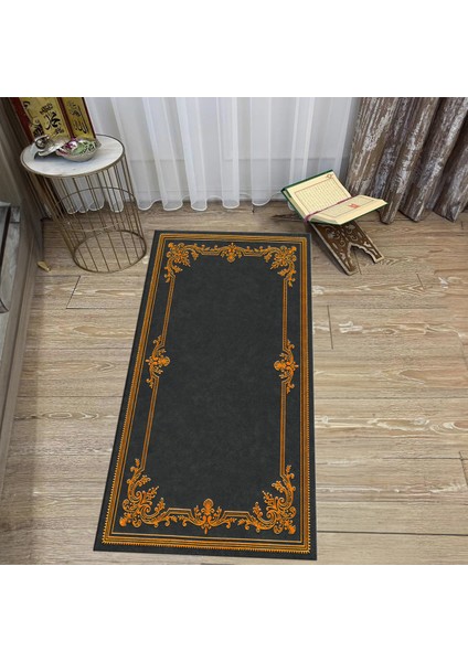 Dijital Baskılı Yıkanabilir Hediyelik Namazlık Seccade Halı, V-Seccade-23-Gri,