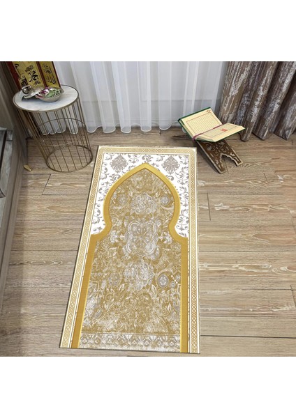 Dijital Baskılı Yıkanabilir Hediyelik Namazlık Seccade Halı, V-Seccade-26-Kahverengi,