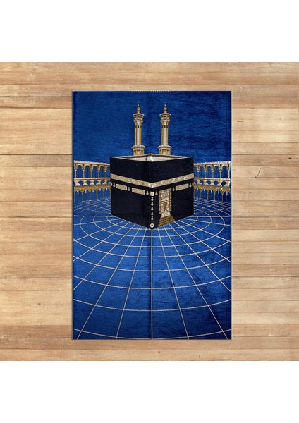 Dijital Baskılı Yıkanabilir Hediyelik Namazlık Seccade Halı, V-Seccade-48-Mavi, fiyatları