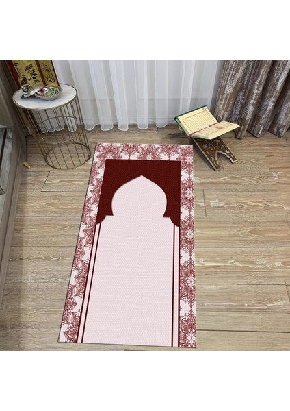 Dijital Baskılı Yıkanabilir Hediyelik Namazlık Seccade Halı, V-Seccade-25-Kırmızı,