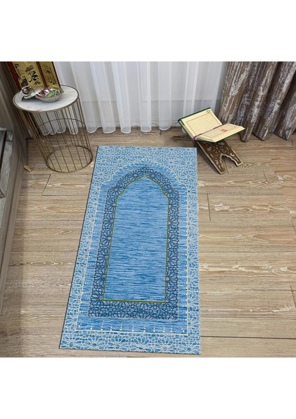 Dijital Baskılı Yıkanabilir Hediyelik Namazlık Seccade Halı, V-Seccade-09-Mavi, fiyatları