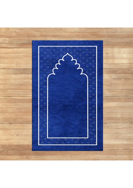 Dijital Baskılı Yıkanabilir Hediyelik Namazlık Seccade Halı, V-Seccade-11-Mavi,