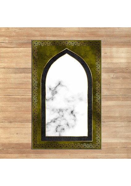 Dijital Baskılı Yıkanabilir Hediyelik Namazlık Seccade Halı, V-Seccade-20-Gold,