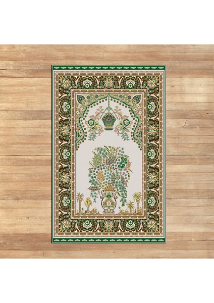 Dijital Baskılı Yıkanabilir Hediyelik Namazlık Seccade Halı, V-Seccade-29-Yeşil, fiyatları