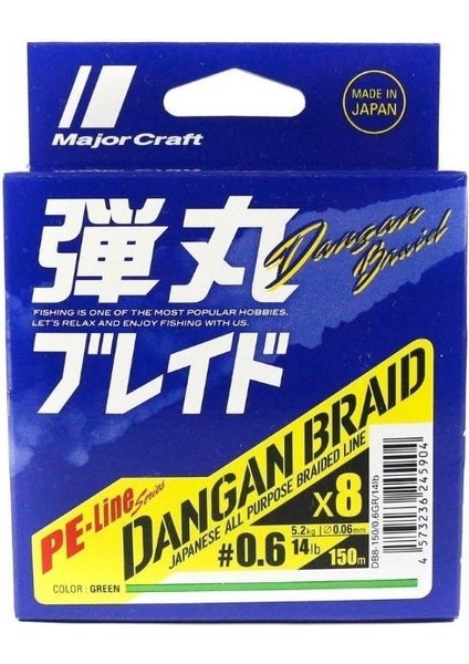 Dangan Braid Ip Db8 Pe 0.8/0.10MM/16LB/6.9KG/150 Metre Ip Misina