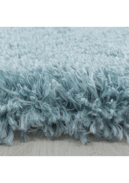Yumuşak Süpersoft Yüksek Tüylü 30 mm Hav Yüksekliğinde Düz Aqua Mavi Renkli Shaggy Halı
