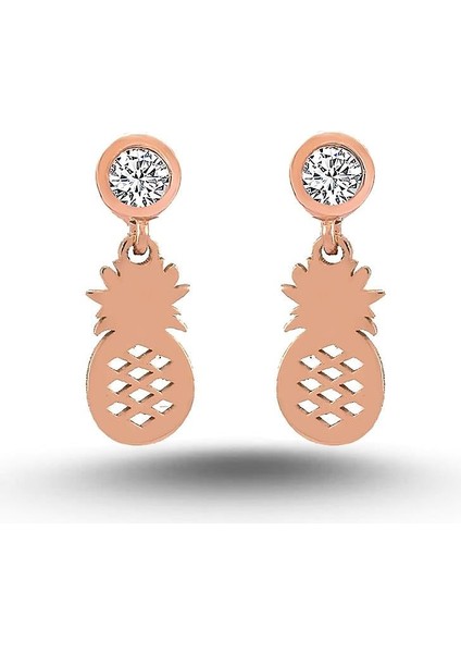 Bulut Jewelry Altın Kaplama 925 Ayar Gümüş Ananas Küpe