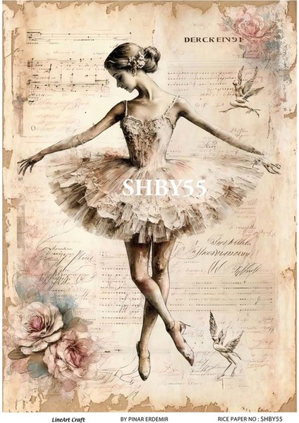 Shabby Serisi SHBY55 Shabby Chic, Çiçekler, Güller Pirinç Dekopaj 30X42