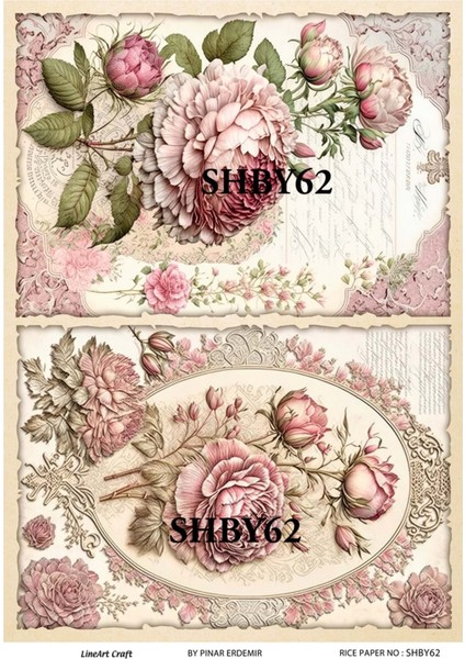 Shabby Serisi SHBY62 Shabby Chic, Güller Pirinç Dekopaj 30X42