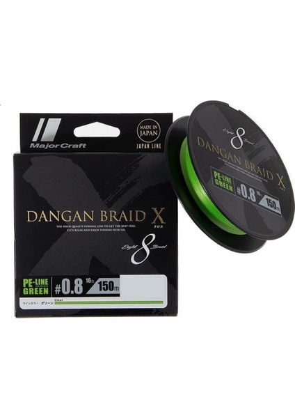 Dangan Braid x 8x Ip Misina Pe 0.8 0.10MM 16LB/7.26KG 150MT Yeşil Ip Misina