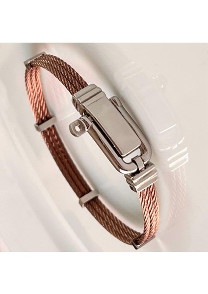 1. Sınıf Çelik Özel Mekanizma Kilitli Sade Şık Erkek Bileklik 22 cm