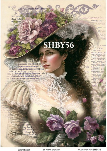 Shabby Serisi SHBY56 Shabby Chic, Kadın, Güller Pirinç Dekopaj 30X42