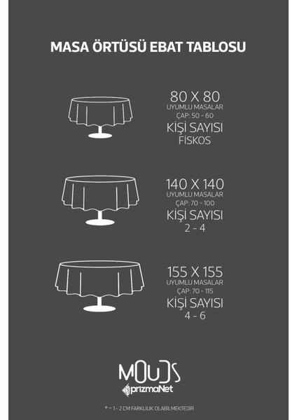 Anatolia 4 Desenli Yuvarlak Süet Dertsiz Masa Örtüsü