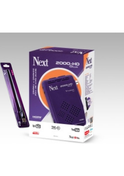 2000-HD Plus Çanaklı Çanaksız Uydu Alıcısı & USB Wi-Fi Anten (Next A 7601)   Ip Tv