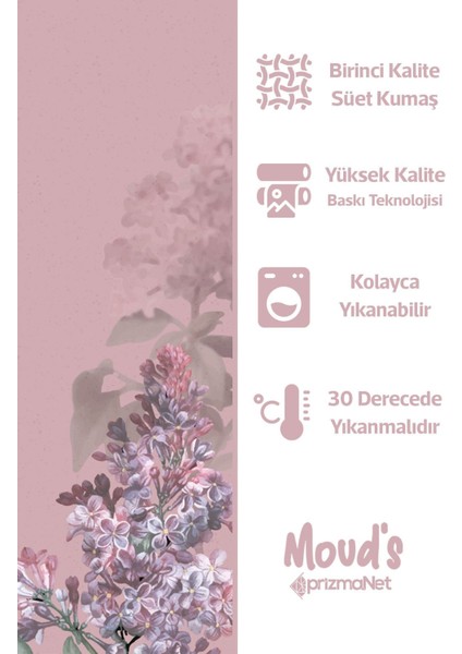 Eski Çiçek 3 Desenli Süet Dertsiz Masa Örtüsü