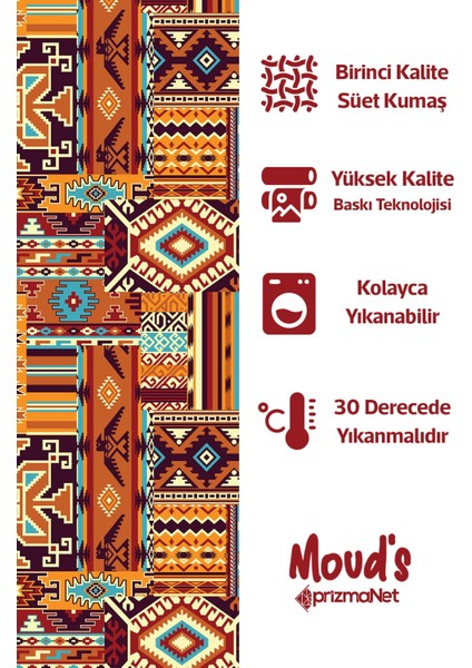 Etnik Kilim Desenli Süet Dertsiz Masa Örtüsü fiyatları