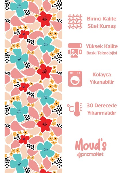 Canlı Renkli Çiçekler Desenli Yuvarlak Süet Dertsiz Masa Örtüsü fiyatları