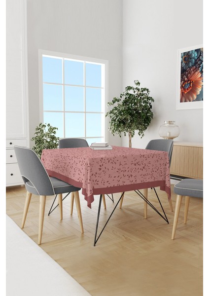 Bordo Ağaç Dalları Desenli Süet Dertsiz Masa Örtüsü