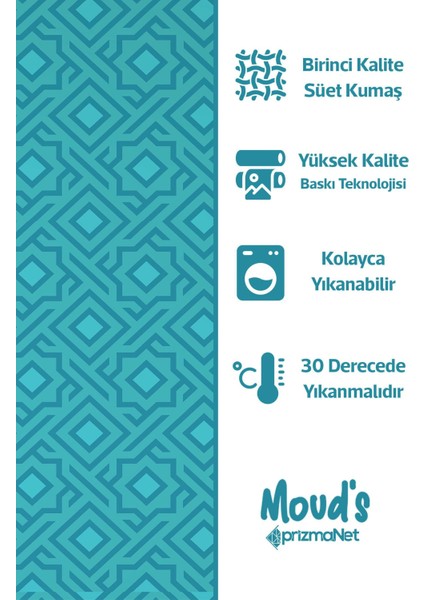 Turkuaz Beşgen Desenli Yuvarlak Süet Dertsiz Masa Örtüsü fiyatları