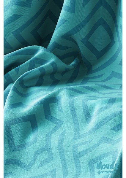 Turkuaz Beşgen Desenli Yuvarlak Süet Dertsiz Masa Örtüsü modelleri