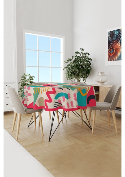 Artboard 1 Desenli Yuvarlak Süet Dertsiz Masa Örtüsü