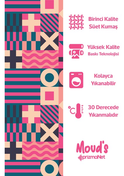 Geometrik 2 Desenli Yuvarlak Süet Dertsiz Masa Örtüsü