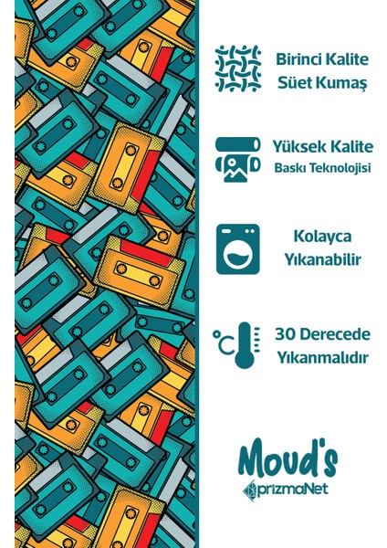 90'lar Kaset Desenli Süet Dertsiz Masa Örtüsü fiyatları