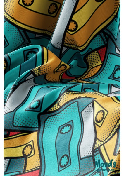 90'lar Kaset Desenli Süet Dertsiz Masa Örtüsü modelleri