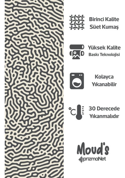 Alley 2 Desenli Yuvarlak Süet Dertsiz Masa Örtüsü
