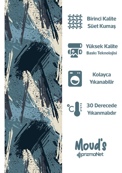 Blue Brush Desenli Yuvarlak Süet Dertsiz Masa Örtüsü fiyatları