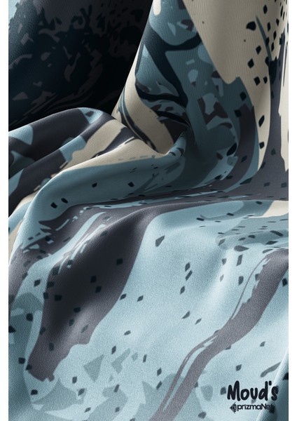 Blue Brush Desenli Yuvarlak Süet Dertsiz Masa Örtüsü modelleri