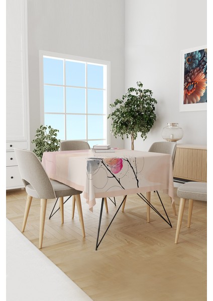 Çiçek Sanatı Desenli Süet Dertsiz Masa Örtüsü